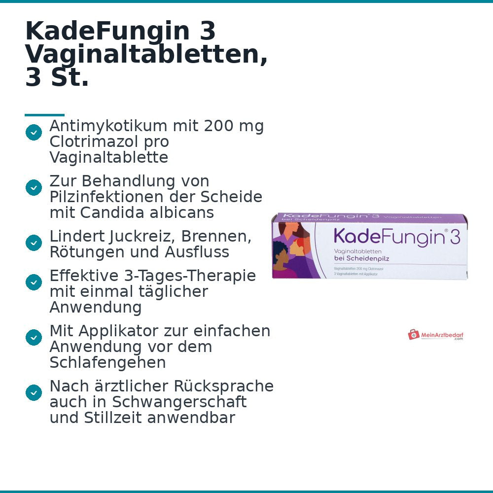 KadeFungin 3 Clotrimazol Vaginaltabletten, 3 St., 3 Stück.