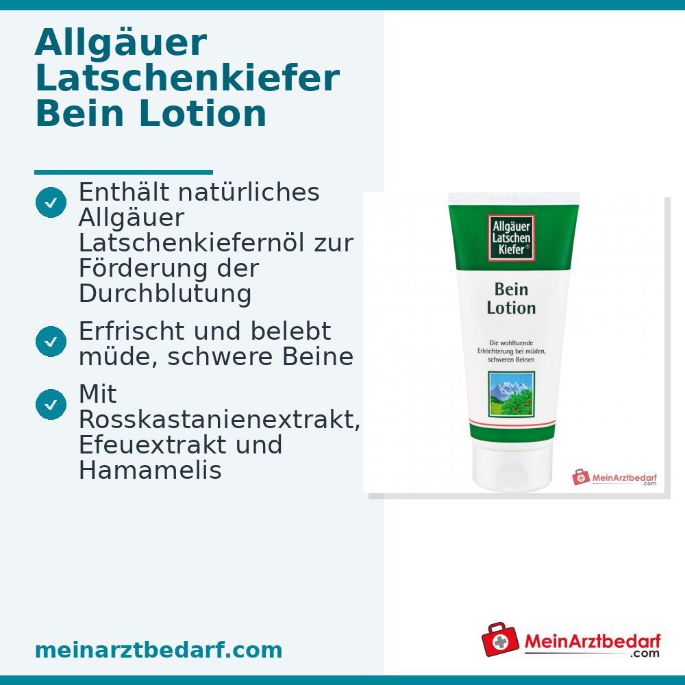 Allgäuer Latschenkiefer Bein Lotion Latschenkiefernöl / Rosskastanienextrakt / Efeuextrakt / Hamamelis / Menthol Lotion, 200 ml.