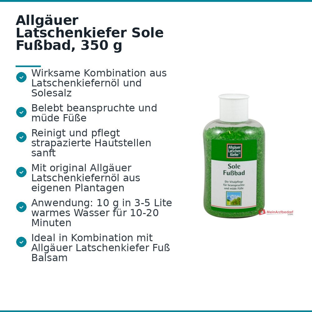 Allgäuer Latschenkiefer Sole Fußbad Latschenkiefernöl / Solesalz Bad, 350 g.