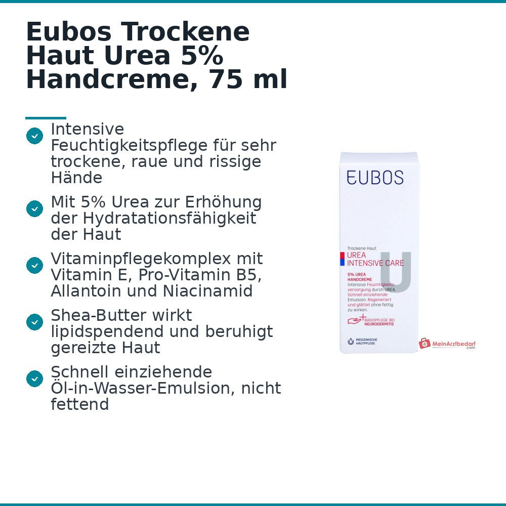 Eubos Trockene Haut Urea 5% Handcreme, 75 ml.