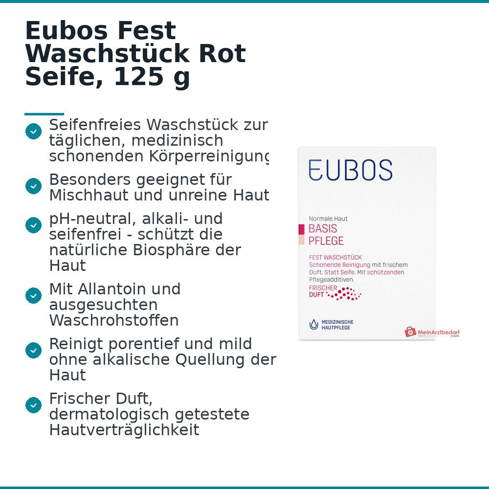 Eubos Fest Waschstück Rot Seife, 125 g