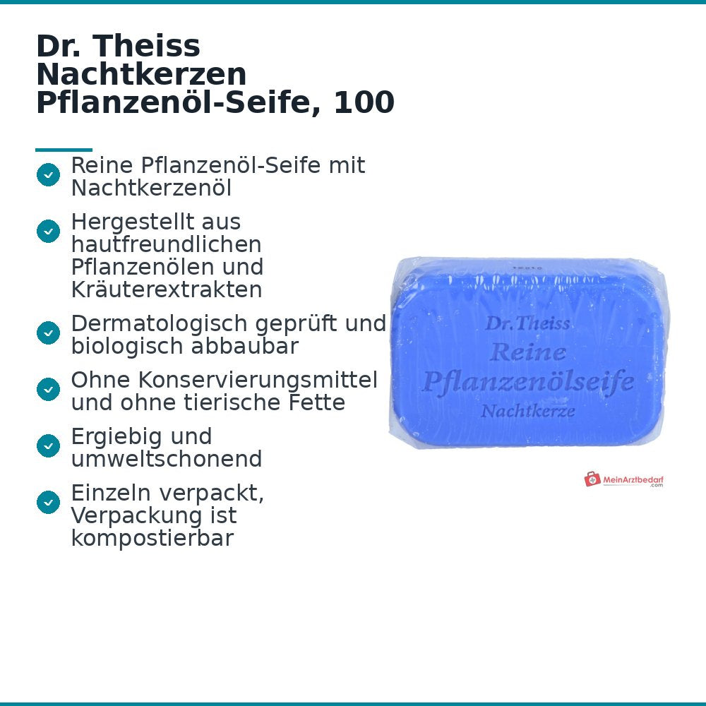 Dr. Theiss Nachtkerzen Pflanzenöl-Seife mit Nachtkerzenöl, 100 g.