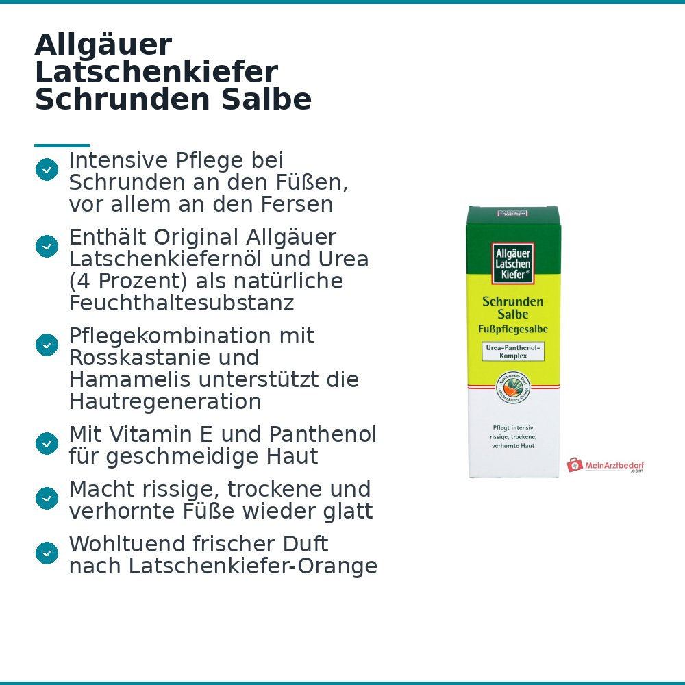 Allgäuer Latschenkiefer Schrunden Salbe Latschenkiefernöl / Urea / Rosskastanie / Hamamelis Salbe, 75 ml.