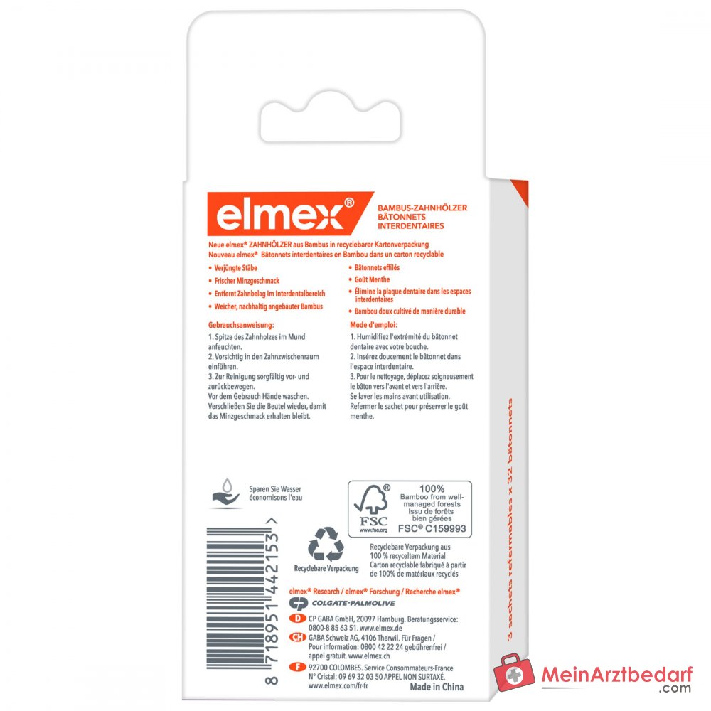 elmex Zahnhölzer Aminfluorid Interdentalpflege, 3x38 St..