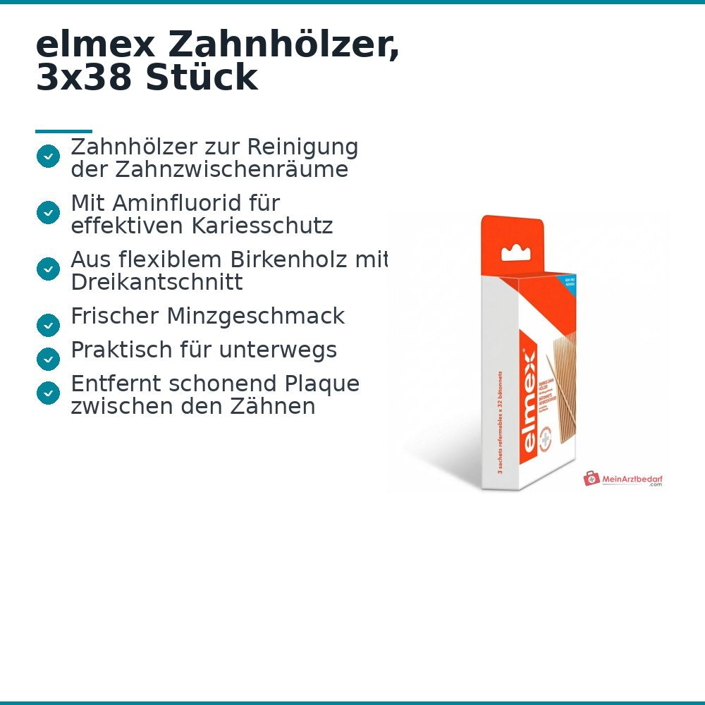 elmex Zahnhölzer Aminfluorid Interdentalpflege, 3x38 St..