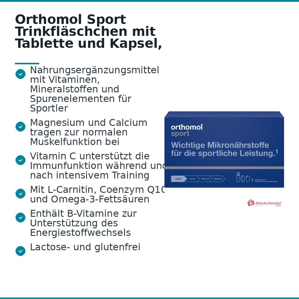 Orthomol Sport Trinkfläschchen mit Tablette und Kapsel, 7 Stück.