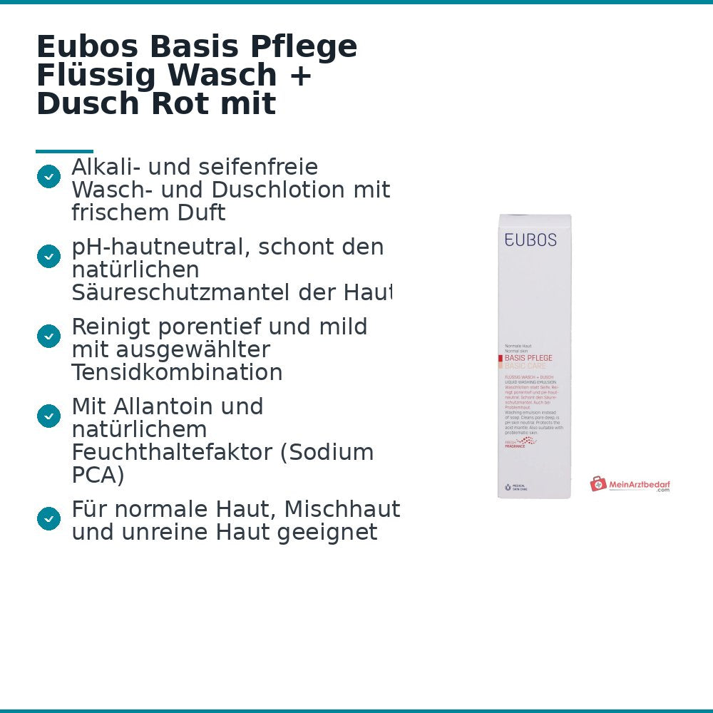 Eubos Basis Cuidado Líquido Lavado + Ducha Rojo con Dosificador, 400 ml