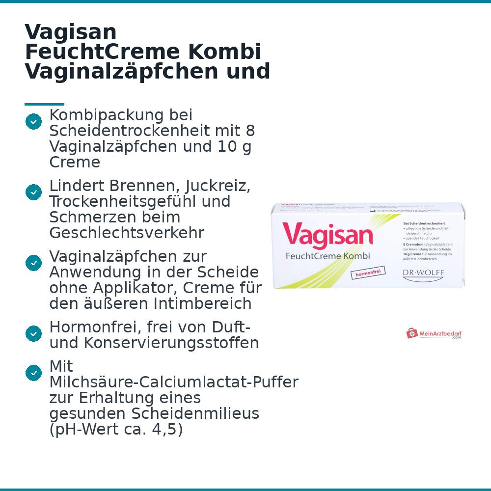 Vagisan FeuchtCreme Kombi Vaginalzäpfchen und Creme, 8 Ovula + 10 g.