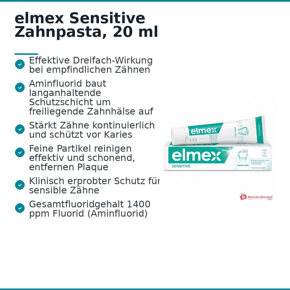 elmex Sensitive Olaflur (Aminfluorid) Zahnpasta, 20 ml.