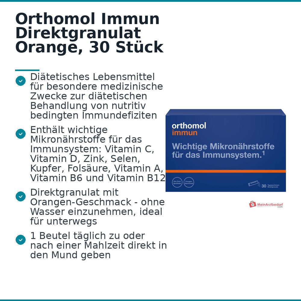Orthomol Immun Direktgranulat Orange, 30 Stück.