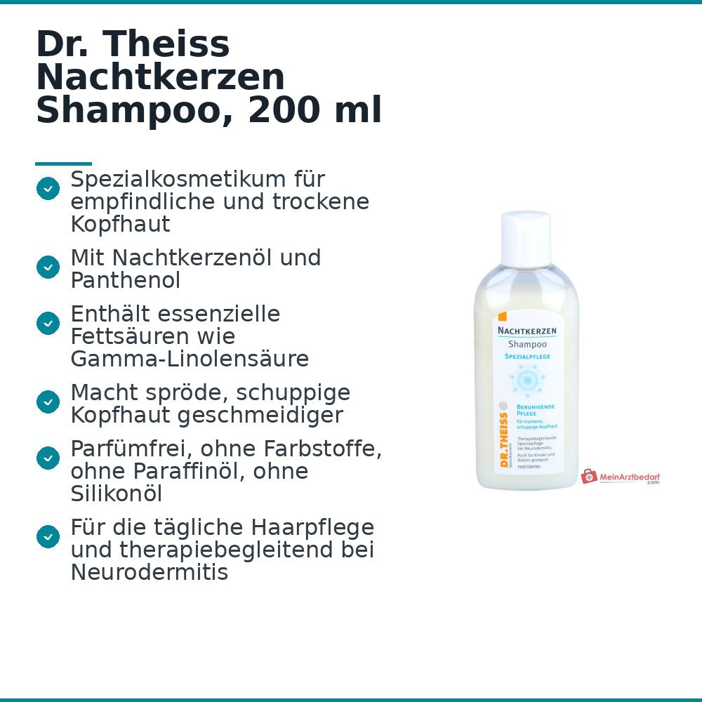 Dr. Theiss Nachtkerzen Shampoo Nachtkerzenöl / Panthenol Spezialkosmetikum, 200 ml.