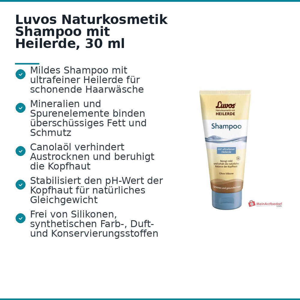 Luvos Naturkosmetik Shampoo mit Heilerde, 30 ml.