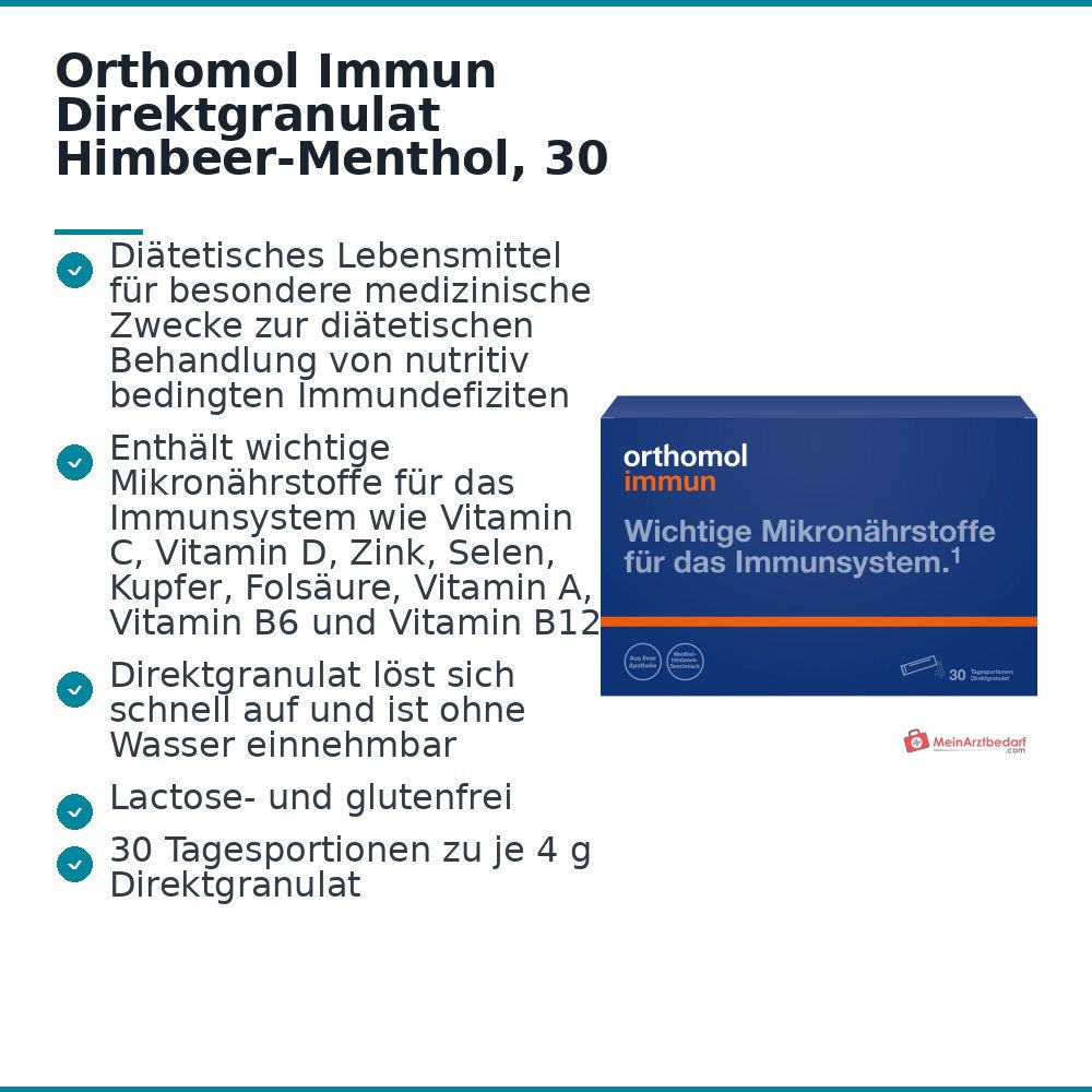 Orthomol Immun Direktgranulat Himbeer-Menthol, 30 St..