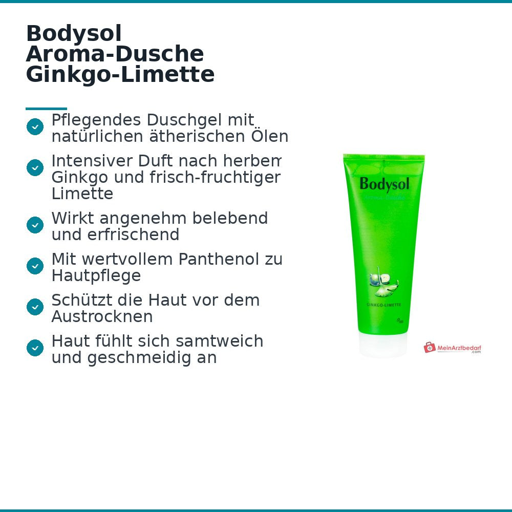 Bodysol Aroma-Dusche Ginkgo-Limette Duschgel mit Panthenol / Ginkgo-Extrakt, 250 ml.