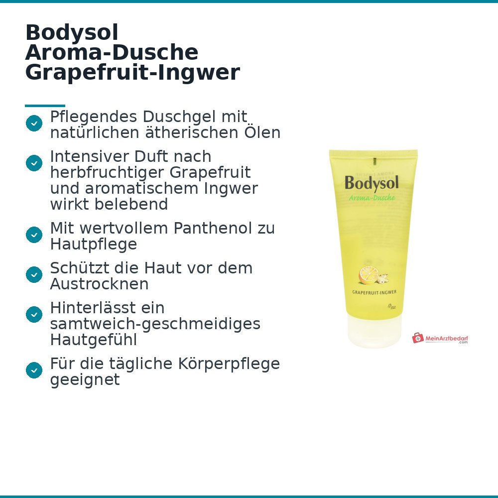 Bodysol Aroma-Dusche Grapefruit-Ingwer Duschgel mit Panthenol, 100 ml.