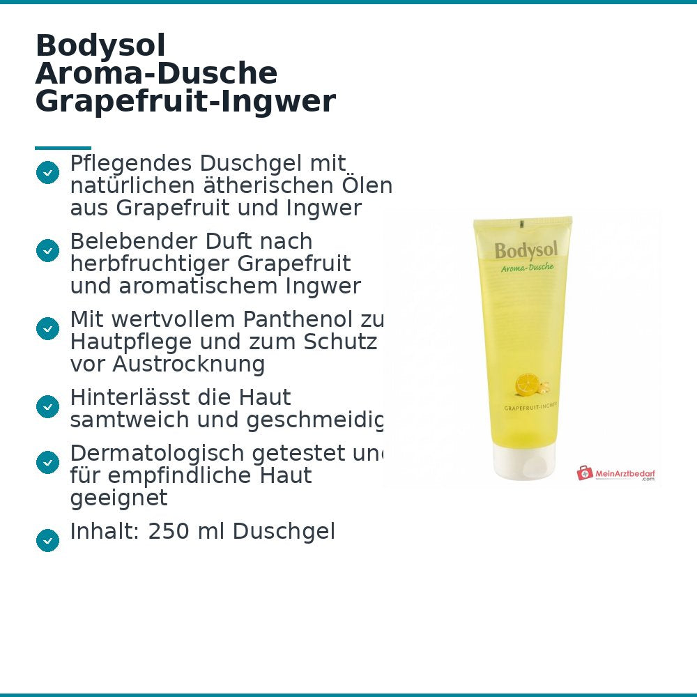 Bodysol Aroma-Dusche Grapefruit-Ingwer Duschgel mit Panthenol, 250 ml.
