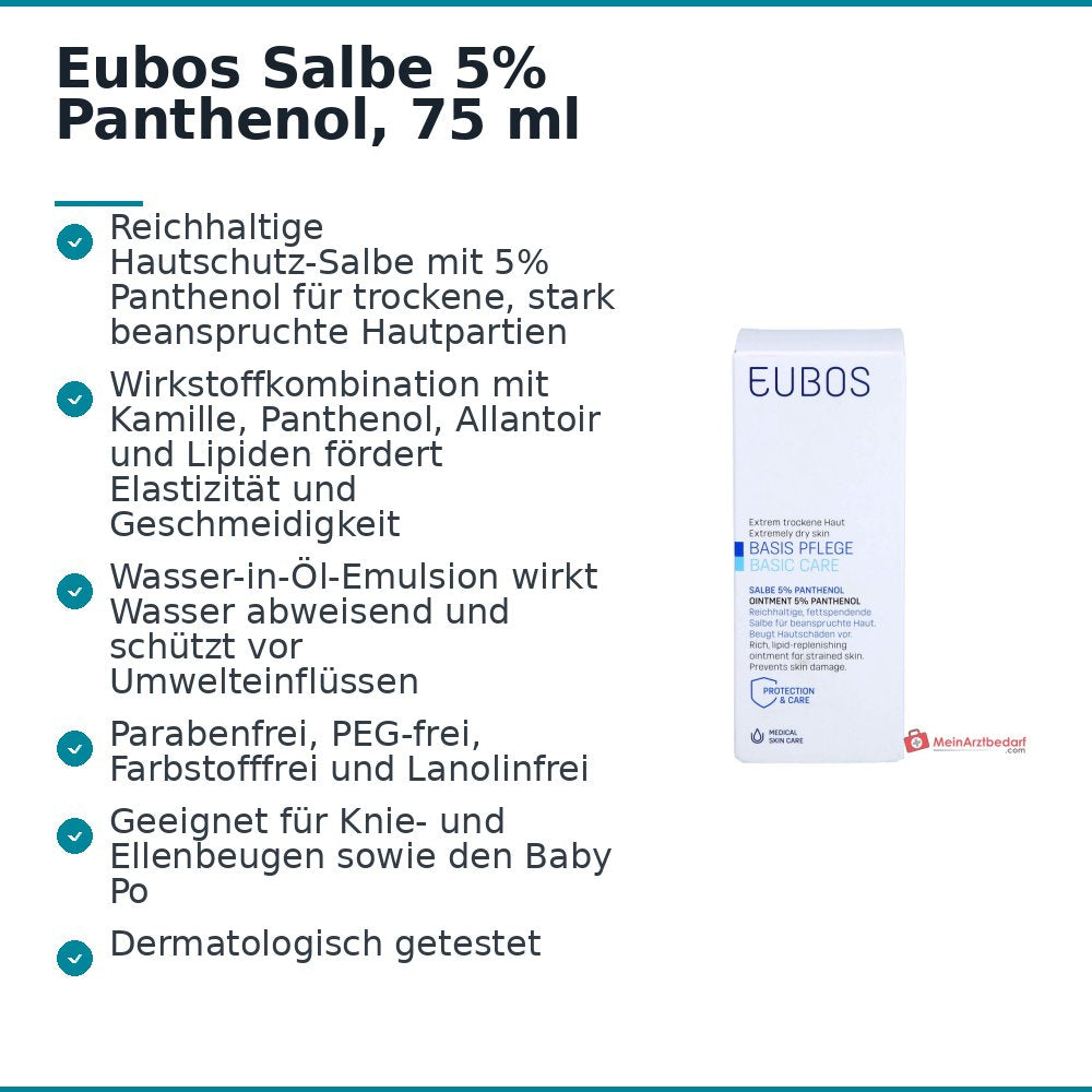 Eubos Salbe 5% Panthenol / Kamille / Allantoin Salbe, 75 ml.