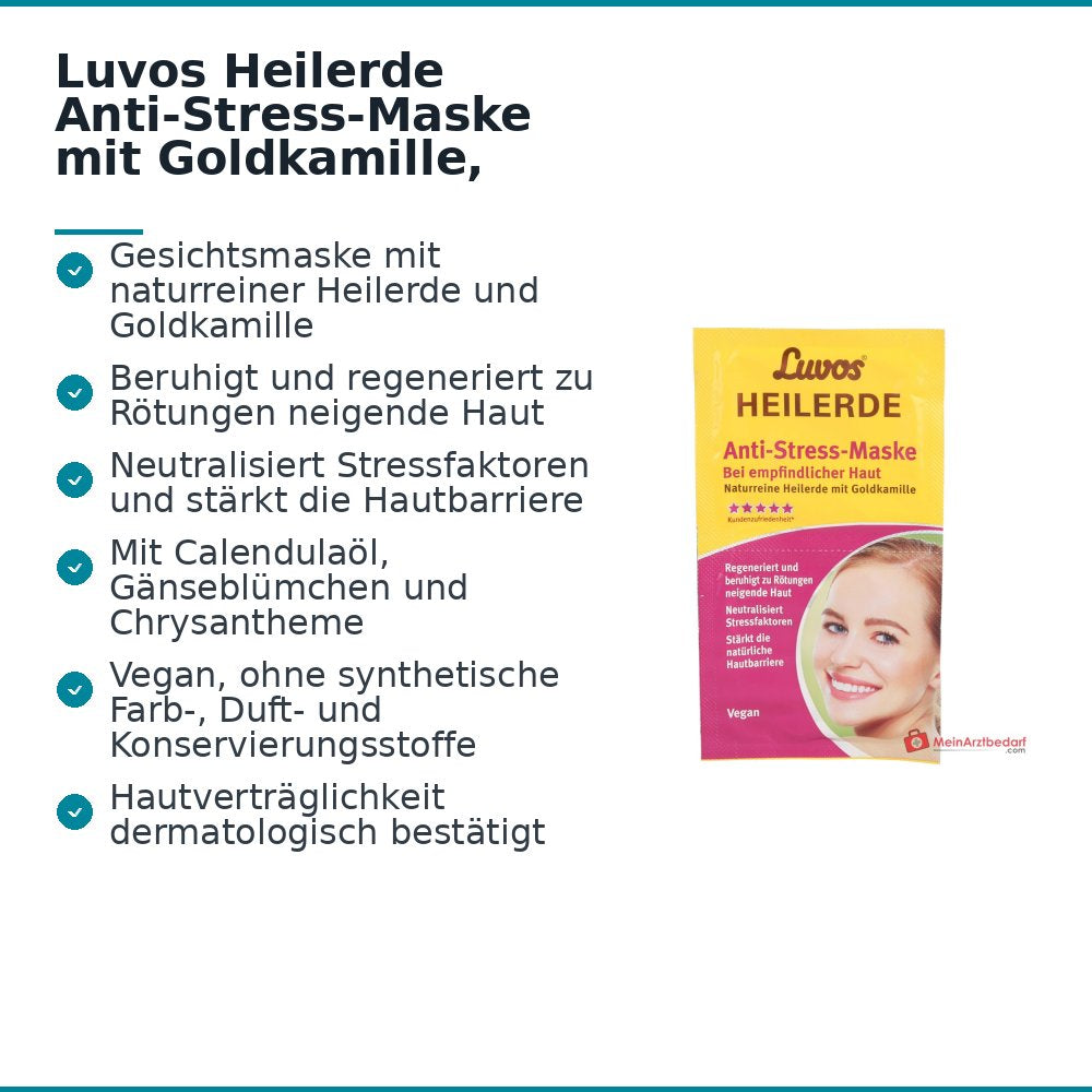 Luvos Heilerde Anti-Stress-Maske Heilerde / Goldkamille / Calendulaöl Gesichtsmaske, 2x7,5 ml.