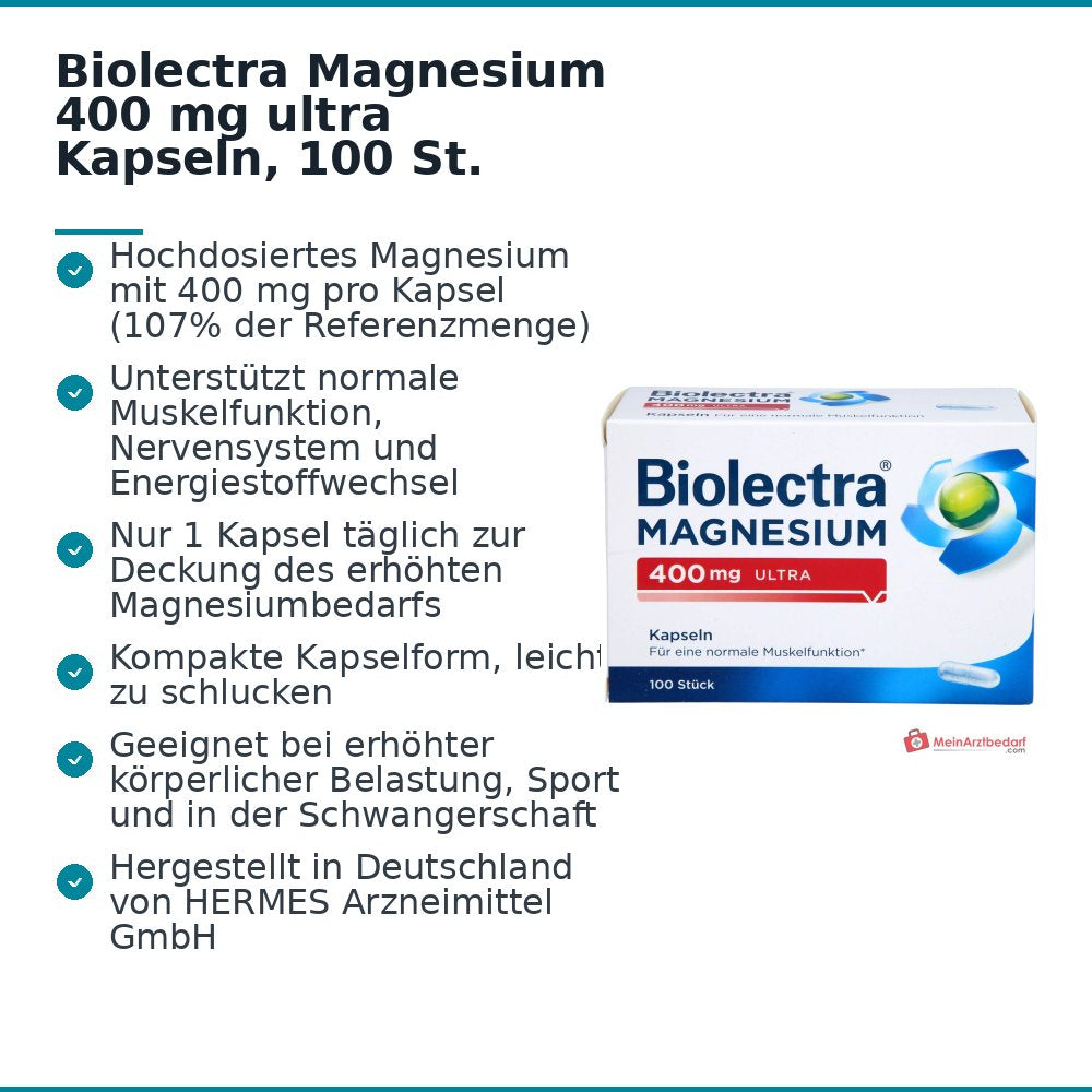 Biolectra Magnesium 400 mg ultra Kapseln, 100 St..