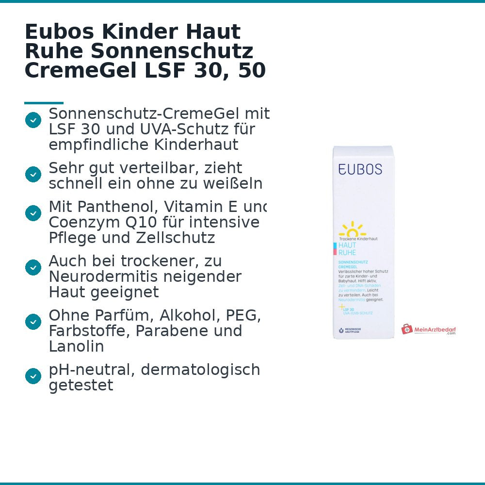 Eubos Kinder Haut Ruhe Protección Solar CremaGel FPS 30, 50 ml