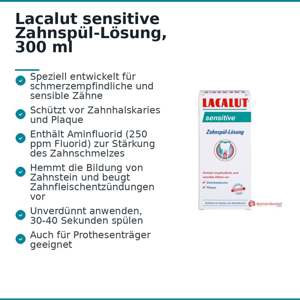 Lacalut sensitive Aminfluorid / Kaliumchlorid / Chlorhexidin Zahnspül-Lösung, 300 ml.