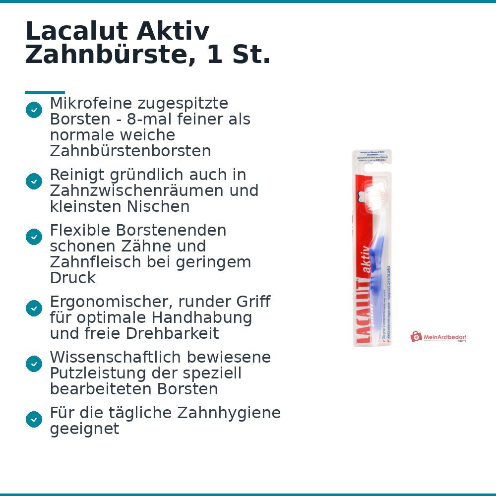 Lacalut Aktiv Zahnbürste mit mikrofeinen Borsten, 1 Stück.