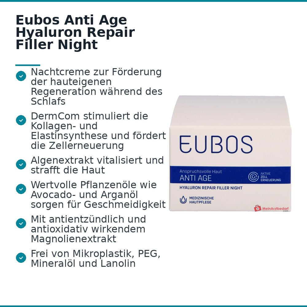 Eubos Anti Age Hyaluron Repair Filler Nacht Nachtcrème, 50 ml