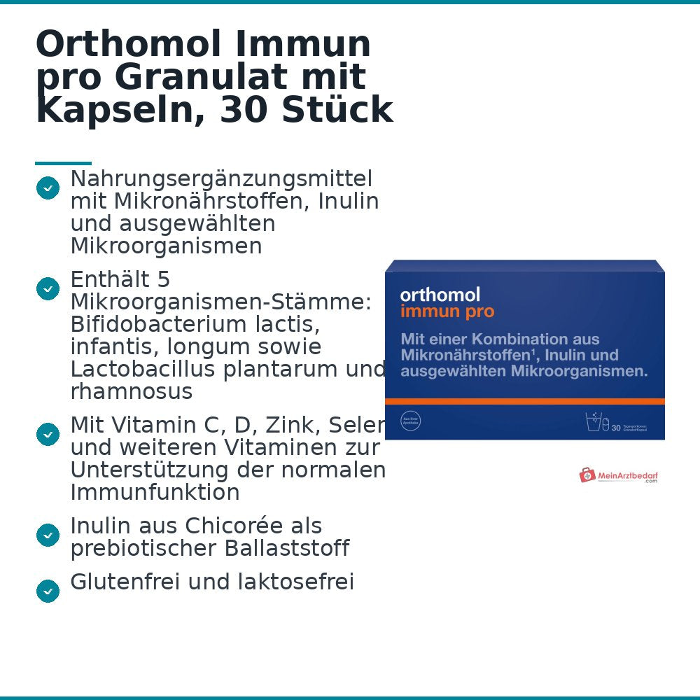 Orthomol Immun pro Granulat mit Kapseln, 30 Stück.