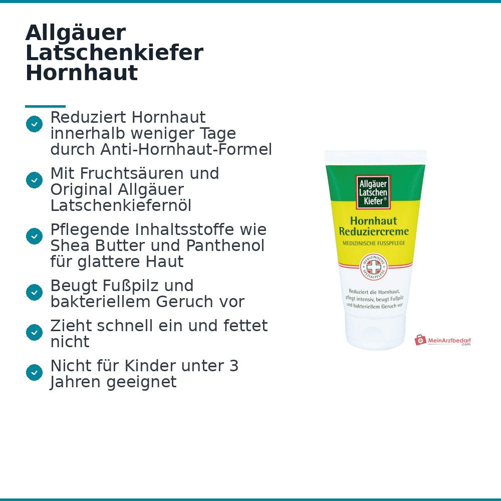 Allgäuer Latschenkiefer Hornhaut Reduziercreme Fruchtsäuren / Latschenkiefernöl / Shea Butter / Panthenol Creme, 75 ml.