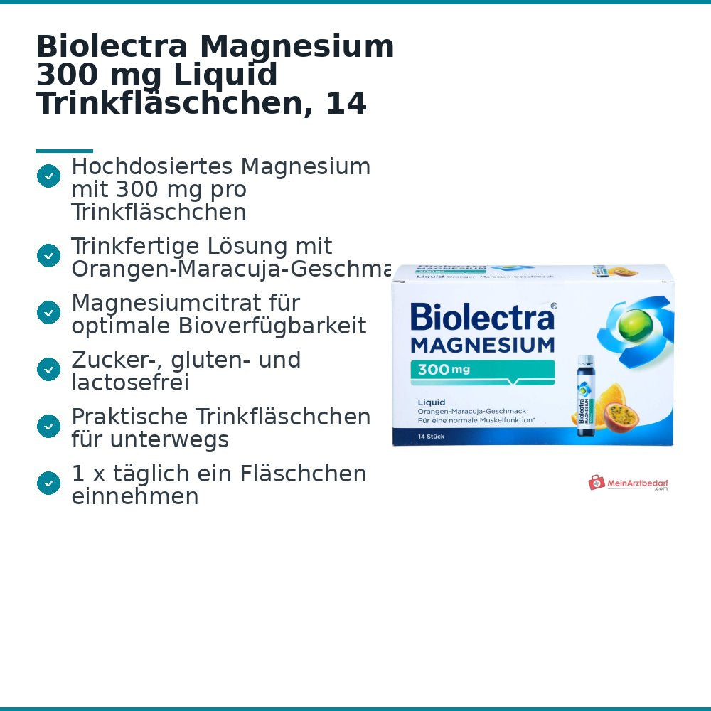 Biolectra Magnesium 300 mg Magnesiumcitrat Liquid Trinkfläschchen, 14 St..