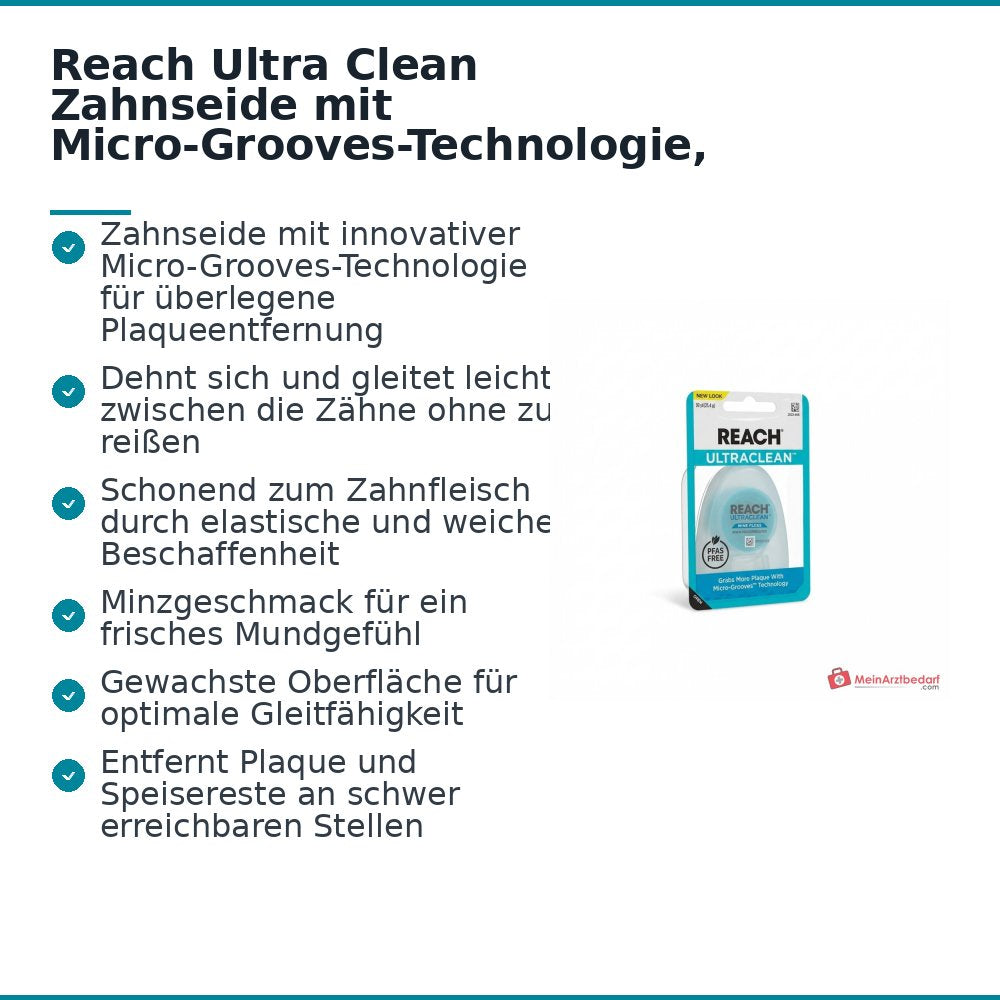 Reach Ultra Clean Zahnseide mit Micro-Grooves-Technologie, gewachst, Minzgeschmack