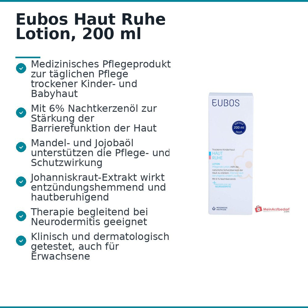 Eubos Haut Ruhe Lotion Nachtkerzenöl / Mandelöl / Jojobaöl / Johanniskraut-Extrakt Lotion, 200 ml.
