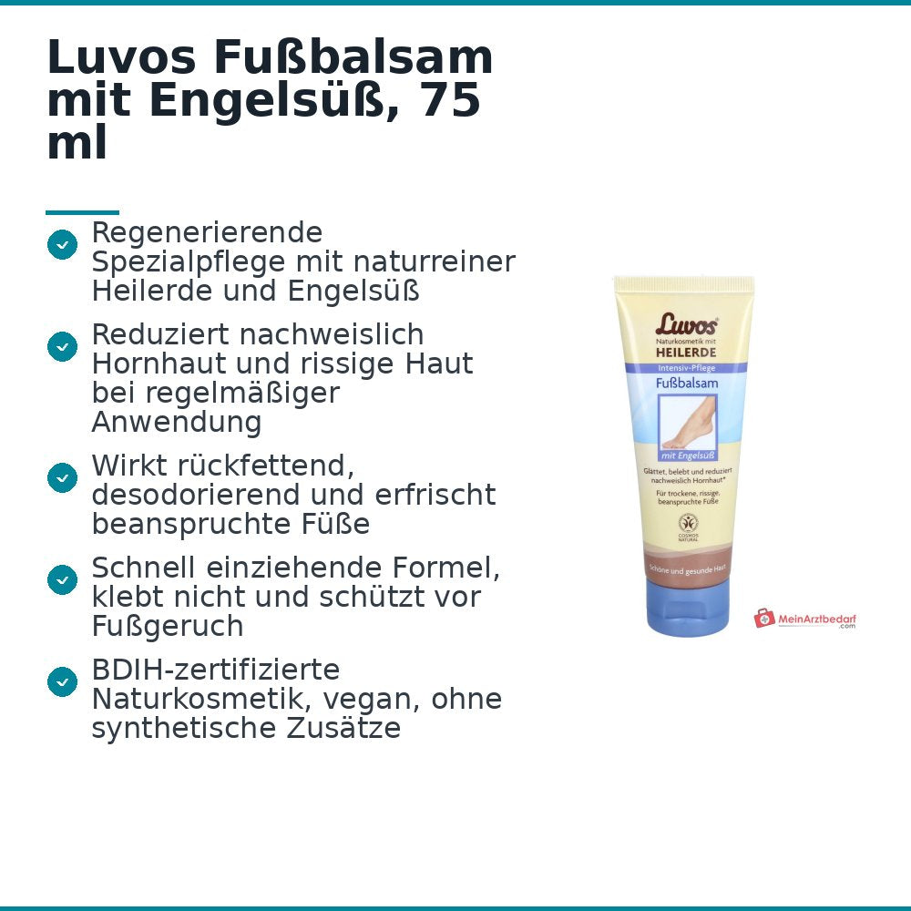 Luvos Heilerde Fußbalsam mit Engelsüß / Myrrhe / Zitronenverbene Balsam, 75 ml.