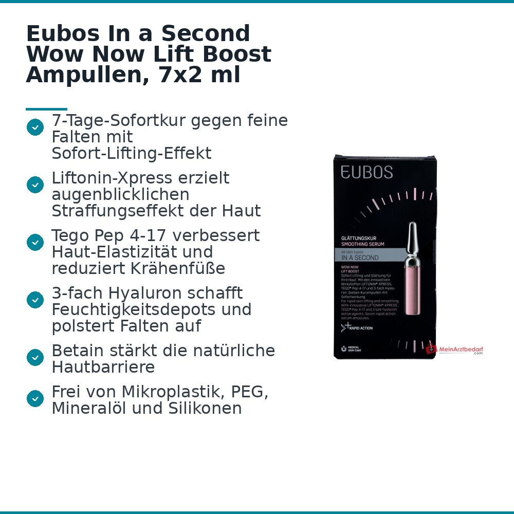 Eubos In a Second Wow Now Lift Boost Liftonin-Xpress / Tego Pep 4-17 / 3-fach Hyaluron Glättungskur Ampullen, 7x2 ml.