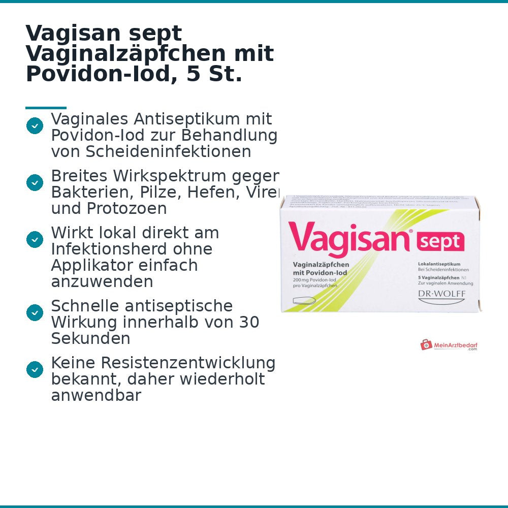 Vagisan sept Vaginalzäpfchen mit Povidon-Iod, 5 St..