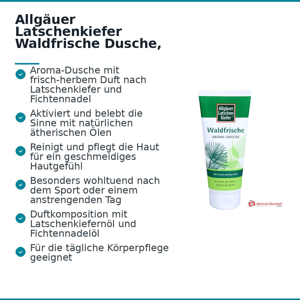Allgäuer Latschenkiefer Waldfrische Dusche Latschenkiefernöl / Fichtennadelöl Duschgel, 200 ml.