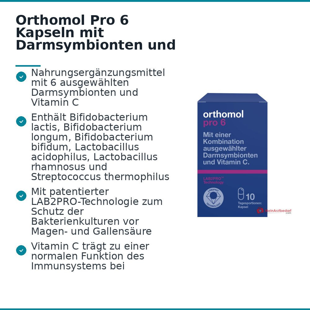 Orthomol Pro 6 Kapseln mit Darmsymbionten und Vitamin C, 10 St..