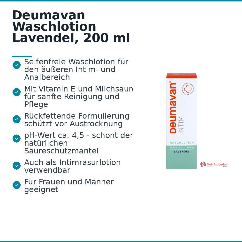 Deumavan Intim Waschlotion Lavendel mit Vitamin E / Milchsaeure Lotion, 200 ml.