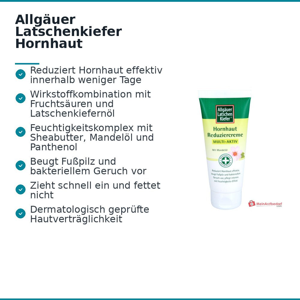 Allgäuer Latschenkiefer Hornhaut Reduziercreme Multi-Aktiv Fruchtsäuren / Latschenkiefernöl Creme, 100 ml.