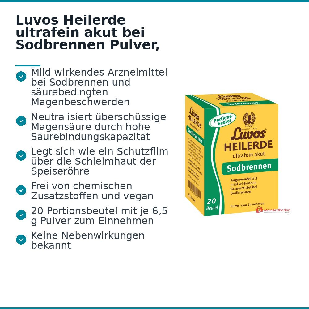 Luvos Heilerde ultrafein akut bei Sodbrennen Pulver, 20 Beutel.