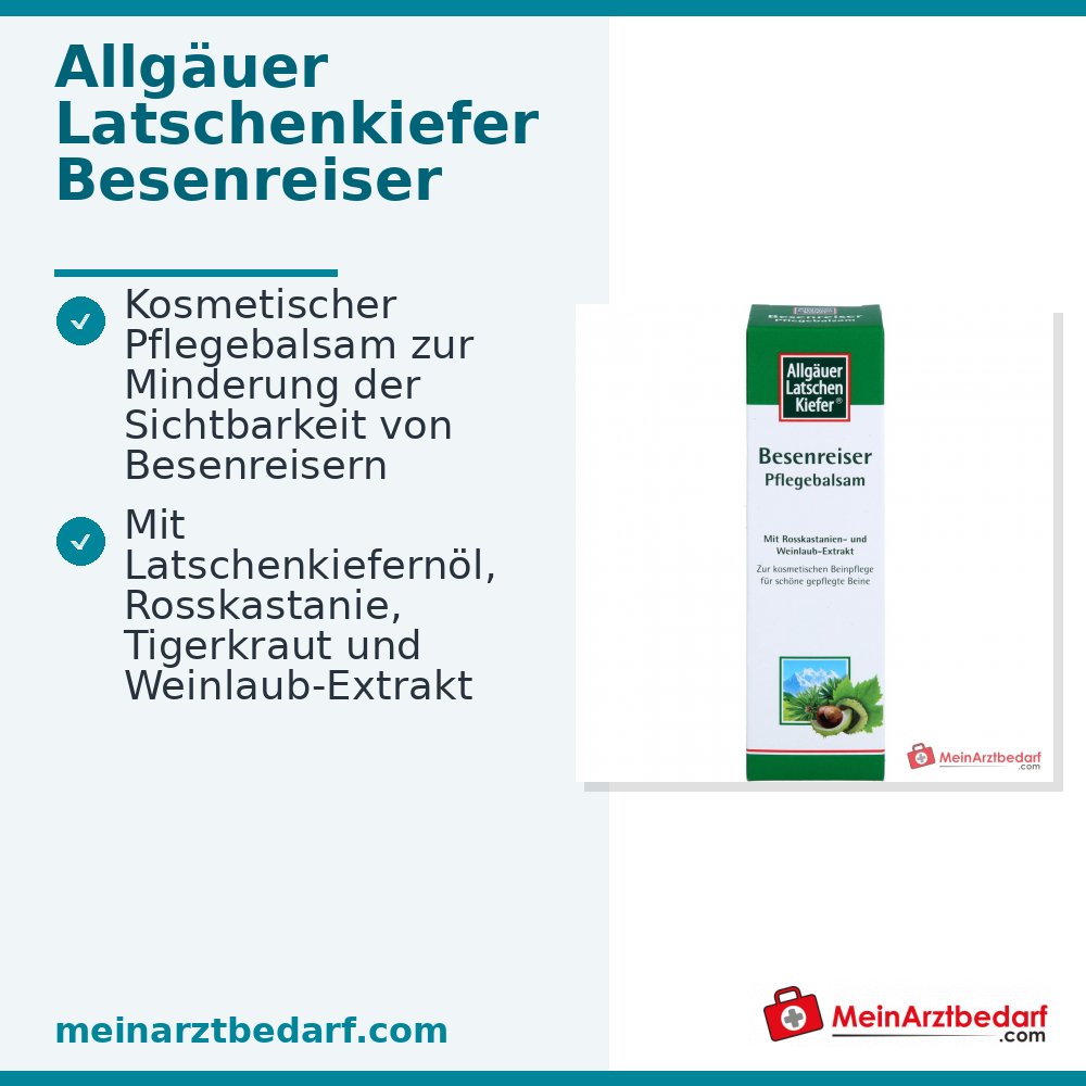 Allgäuer Latschenkiefer Besenreiser Pflegebalsam Latschenkiefernöl / Rosskastanie / Tigerkraut / Weinlaub / Menthol / Panthenol Balsam, 75 ml.