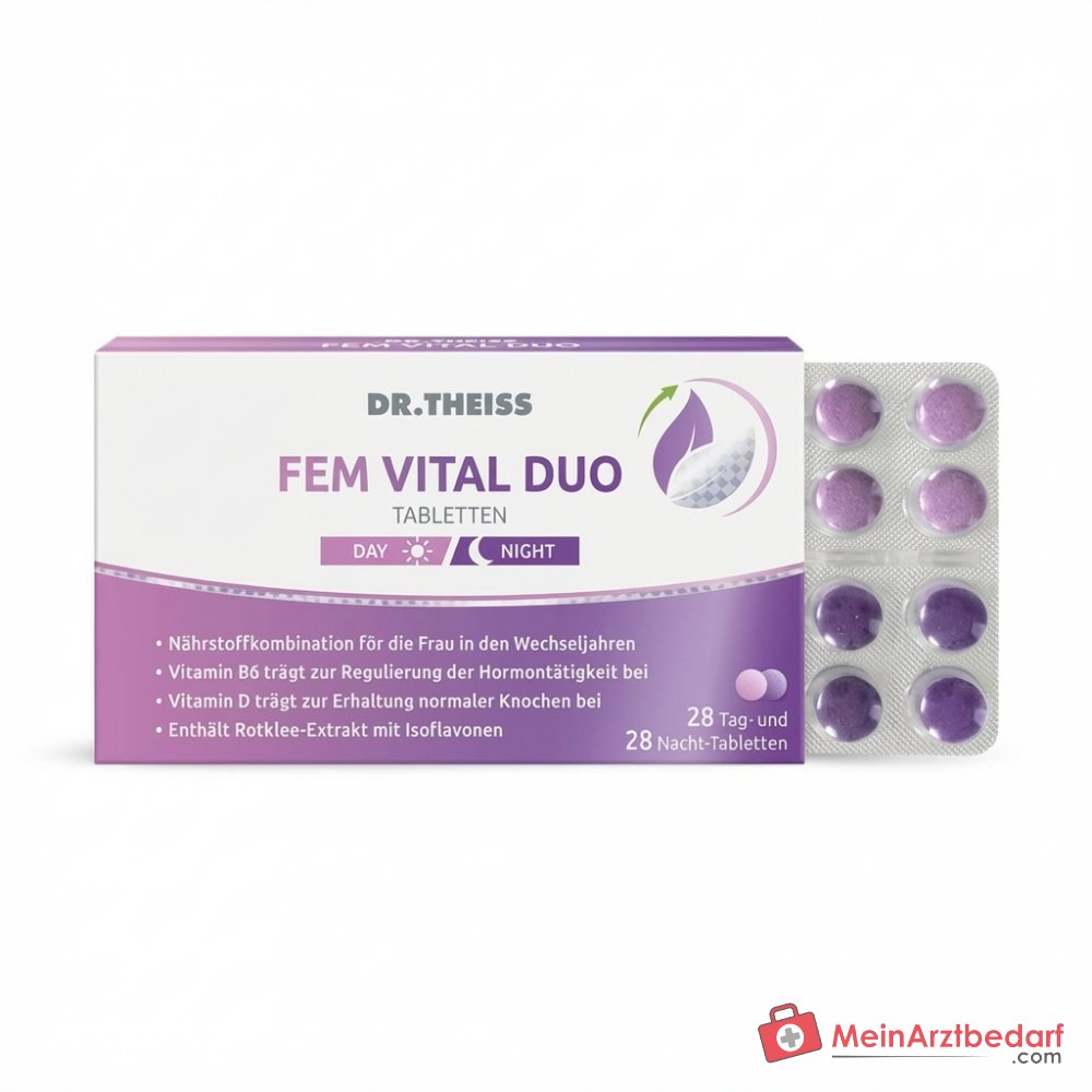 Dr. Theiss Fem Vital Duo Vitamin B6 / Vitamin C / Vitamin D / Vitamin E / Chrom / Magnesium / Zink Tabletten, 56 St..