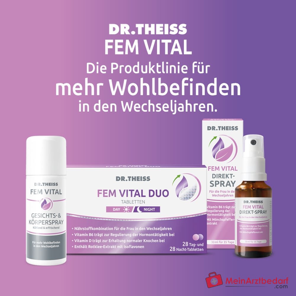 Dr. Theiss Fem Vital Duo Vitamin B6 / Vitamin C / Vitamin D / Vitamin E / Chrom / Magnesium / Zink Tabletten, 56 St..