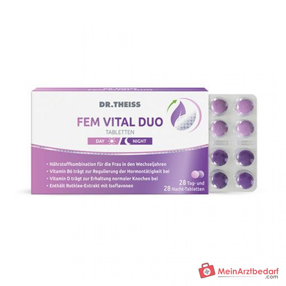 Dr. Theiss Fem Vital Duo Vitamin B6 / Vitamin C / Vitamin D / Vitamin E / Chrom / Magnesium / Zink Tabletten, 56 St..