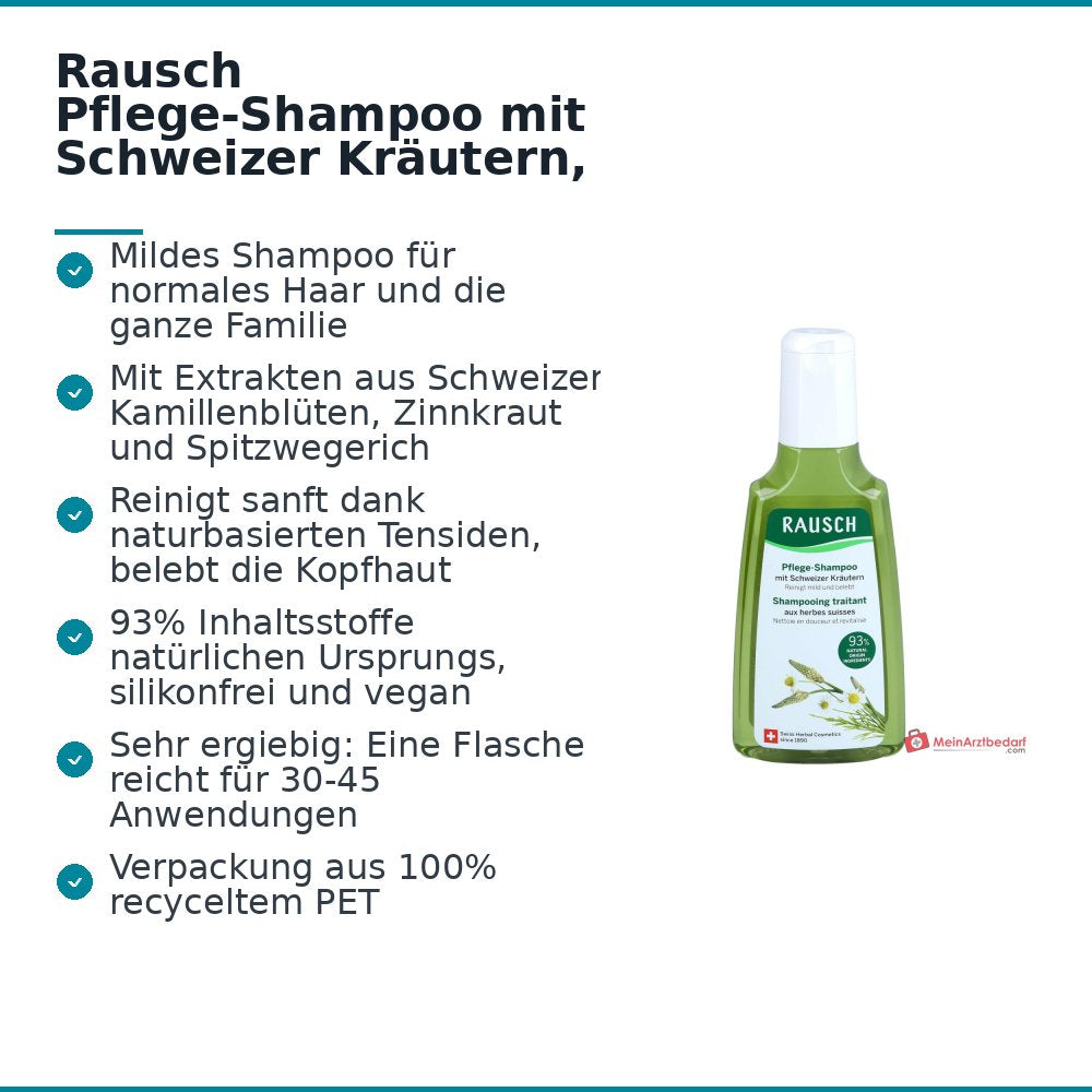 Rausch Pflege-Shampoo mit Schweizer Kräutern, 200 ml.