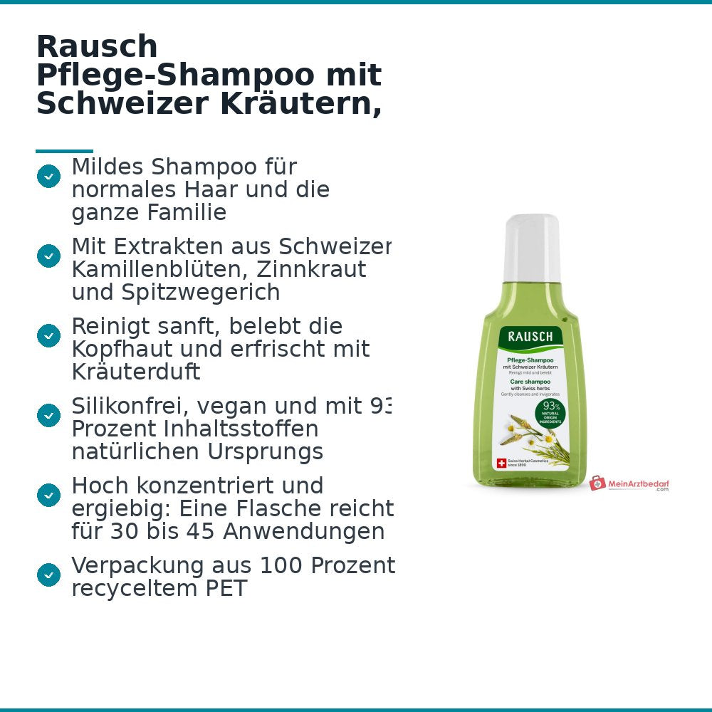 Rausch Pflege-Shampoo mit Schweizer Kräutern, 40 ml.