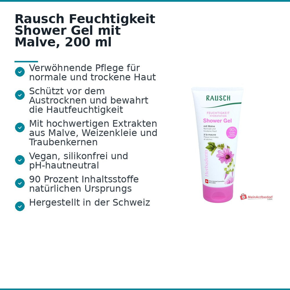 Rausch Feuchtigkeit Shower Gel mit Malve, 200 ml.