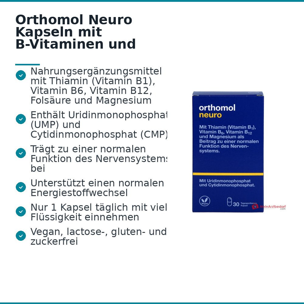 Orthomol Neuro Kapseln mit B-Vitaminen und Magnesium, 30 St..
