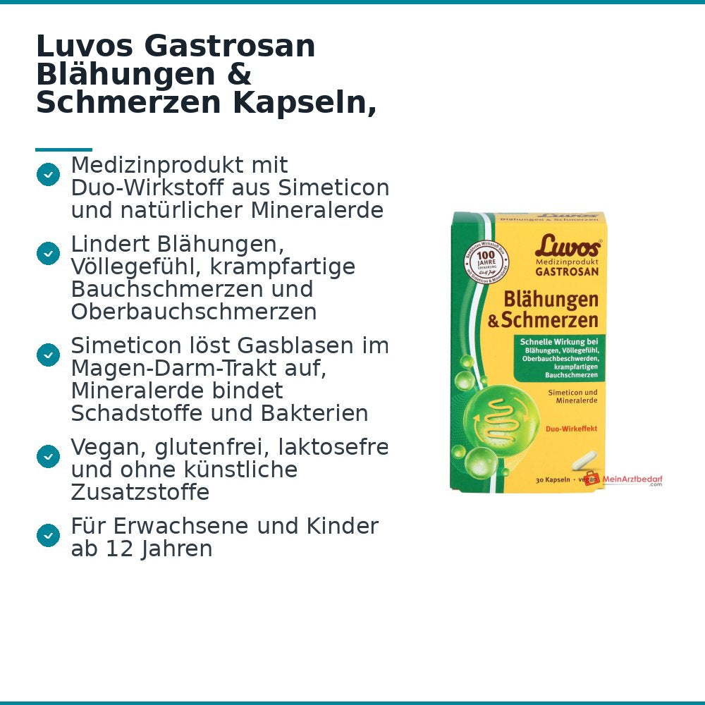 Luvos Gastrosan Simeticon / Mineralerde Kapseln, 30 St..