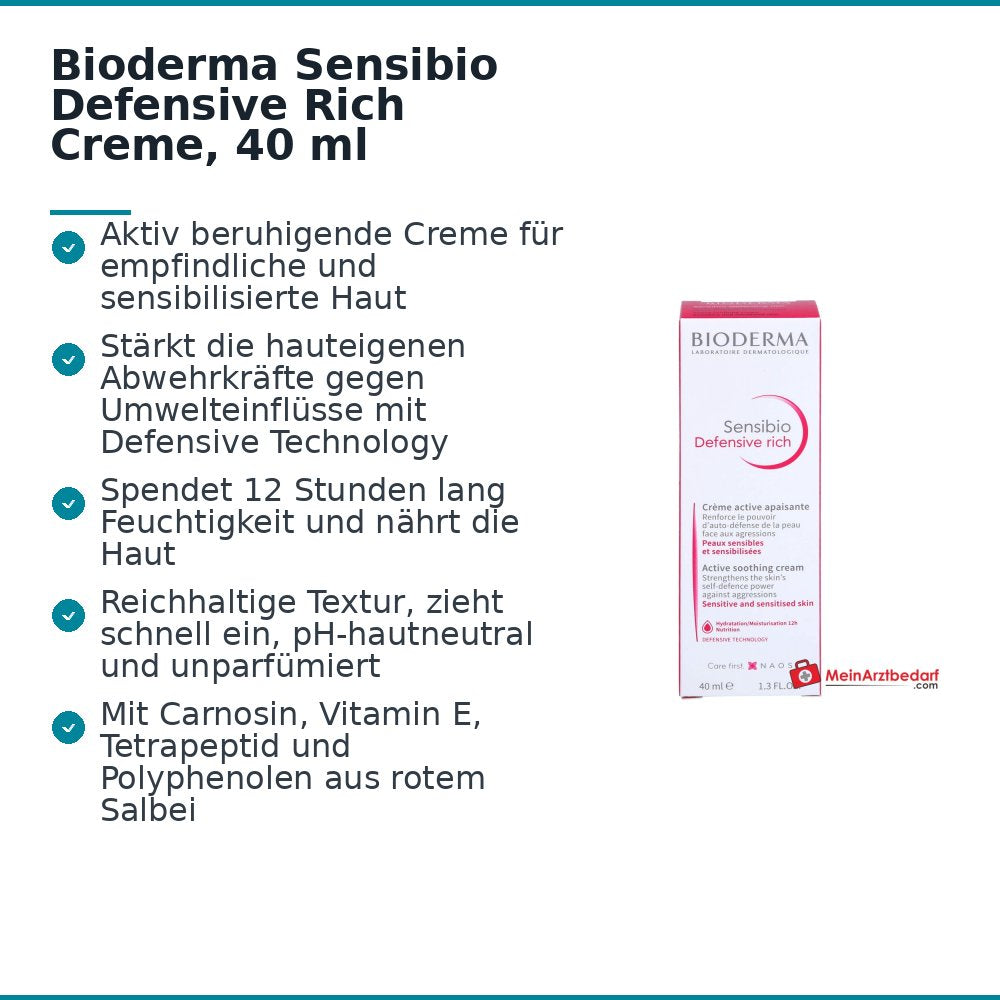 Bioderma Sensibio Defensive Rich Creme, 40 ml.